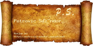 Petrovic Sándor névjegykártya