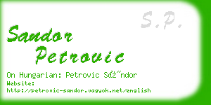 sandor petrovic business card